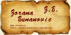 Zorana Bunanović vizit kartica